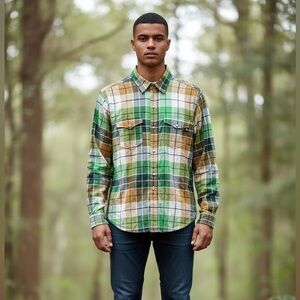 Marmot Button Up Snap Shirt - Men Medium - Preppy Outdoors EUC